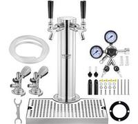 VEVOR Kit Colonne à Bière 2 Robinets Tireuse à Bière Avec Coupleur de Fût Système A Inox