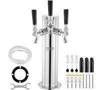 VEVOR Kit colonne à bière 3 robinets – acier inox, tubes pré-assemblés, tiges à fermeture automatique