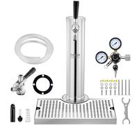 VEVOR Kit Colonne à Bière Robinet Simple, Distributeur de Bière Boisson en Acier Inoxydable, Tireuse à Bière avec Régulateur à Double Jauge W21,8 et Coupleur de Fût Système S, Plateau d'Égouttage, Bar
