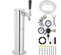 VEVOR Kit Colonne à Bière Un Robinet, Distributeur de Bière Boisson en Acier Inoxydable, Tireuse à Bière avec Régulateur à Double Jauge W21,8, Coupleur de Fût Système A et Plateau d'Égouttage, Bar
