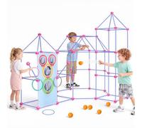 VEVOR Kit Construction Cabane Enfant 180 Pcs Jeu Construction STEM Créatif | pour Enfants 4-8 Ans et Plus, Intérieur Extérieur, Balles Améliorées, Jeu de Lancer de Balles et d'Anneaux, Sac de Rangement