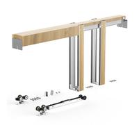 VEVOR Kit Contre-châssis Porte Coulissante 711,2 mm Montants Gainés d'Acier, Système à Galandage, Fermeture Amortie Deux Sens, Glisse Fluide et Silencieus, Largeur Réglable, Installation Encastrée