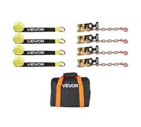 VEVOR Kit d’Arrimage de Roues de Type Pneu, Sangles à Cliquet avec Crochet Robuste, Charge 1512 kg, Résistance à la Rupture 4540 kg, Sangle d’Arrimage pour VTT Moto Camion SUV Remorque, Jaune