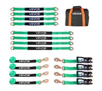 VEVOR Kit d’Arrimage de Roues, Sangles à Cliquet de Type Essieu, avec Crochet à Ressort, Capacité de Charge 1512 kg, Résistance à la Rupture 4540 kg, Sangle d’Arrimage pour Moto Camion Remorque, Vert