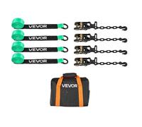 VEVOR Kit d’Arrimage de Roues, Sangles à Cliquet de Type Pneu avec Crochet Robuste, Capacité de Charge 1512 kg, Résistance à la Rupture 4540 kg, Sangle d’Arrimage pour Moto Camion SUV Remorque, Vert