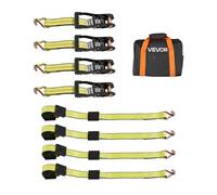 VEVOR Kit d’Arrimage de Roues, Sangles à Cliquet de Type Pont, avec Crochet à J, Capacité de Charge 1512 kg, Résistance à la Rupture 4540 kg, Sangle d’Arrimage pour Moto SUV Camion Remorque, Jaune