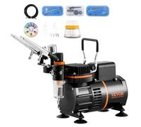 VEVOR Kit d'aérographe, compresseur d'air à double ventilateur, système d'aérographe professionnel avec 3 pistolets, support, roue de mélange de couleurs, pour art de l'ongle, cuisine, maquillage