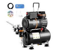 VEVOR Kit d'aérographe professionnel, pistolet 0,3 mm, compresseur d'air à double ventilateur avec réservoir de stockage d'air de 3,5 L, support, brosses de nettoyage, pour art de l'ongle, maquillage