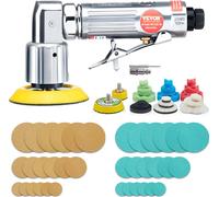 VEVOR Kit de 58 ponceuses pneumatiques 15.000 t/min Meuleuse d'angle 3 CFM Meuleuse à tige 90 PSI (6,2 bar) Mini polisseuse Coussinets en mousse (2,5/5/7,6 cm) Idéal pour le fer Bois Plastique Métal M