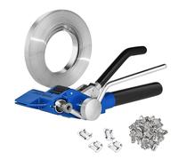 VEVOR Kit de cerclage avec Outil tendeur de cerclage, Bande en Acier Inoxydable 304 de 30 m de Longueur, 100 Joints métalliques, kit de cerclage pour Emballage de Palette, cerclage pour l'emballage