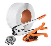 VEVOR Kit de cerclage avec outil tendeur de cerclage, outil de scellage, bande PP 100 m longueur, 100 joints métalliques, kit cerclage pour emballage de palette, cerclage d'emballage pour l'emballage