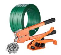 VEVOR Kit de cerclage avec outil tendeur de cerclage, outil de scellement de cerclage, bande PET 300 m, 300 joints métalliques, kit de cerclage d'emballage palette pour entrepôt, garage, déménagement