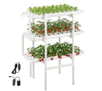 VEVOR Kit de Culture Hydroponique NFT Système Hydroponique à 3 Niveaux avec 108 Emplacements pour Jardin Intérieur Culture de Légumes Fruits Herbes, Tubes en PVC-U Anti-Lumière, Irrigation Programmée