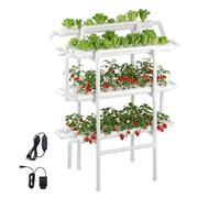 VEVOR Kit de Culture Hydroponique NFT Système Hydroponique à 3 Niveaux avec 90 Emplacements pour Jardin Intérieur Culture de Légumes Herbes Fruits, Tubes en PVC-U Anti-Lumière, Irrigation Programmée