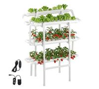 VEVOR Kit de Culture Hydroponique NFT Système Hydroponique à 3 Niveaux avec 90 Emplacements pour Jardin Intérieur Culture de Légumes Herbes Fruits, Tubes en PVC-U Anti-Lumière, Irrigation Programmée