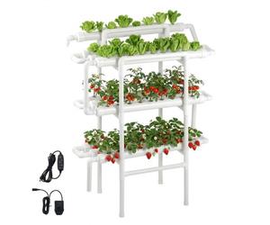 VEVOR Kit de Culture Hydroponique NFT Système Hydroponique à 3 Niveaux avec 90 Emplacements pour Jardin Intérieur Culture de Légumes Herbes Fruits, Tubes en PVC-U Anti-Lumière, Irrigation Programmée