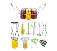 VEVOR Kit de démarrage pour mise en conserve, 9 pcs, kit mise en conserve au bain-marie en acier inox pour débutants, avec grille, louche, cuillère doseuse, entonnoir, pinces, lève-bocal, clé à bocal