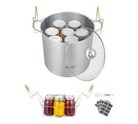 VEVOR Kit de démarrage pour Mise en Conserve, marmite à conserves avec Couvercle en Verre, Grille et Double poignée, en Acier Inoxydable, pour plaques de Cuisson à Induction, gaz, électrique, Verre