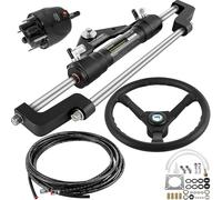 VEVOR Kit de Direction Hydraulique pour Bateau 300 HP, Cylindre de Direction Hors-Bord, Pompe à Barre avec Volant et Tuyau de Direction Hydraulique de 5,5 m, pour Système de Direction des Bateaux