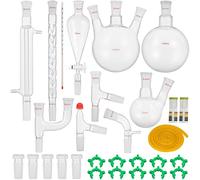 VEVOR Kit de Distillation de Laboratoire, Kit de Verrerie de Laboratoire en Boro 3,3 avec Joints 24/40, Appareil de Distillation d'Huile Essentielle de 1000 mL, Ensemble de 29 Pièces de Verrerie