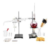 VEVOR Kit de Distillation d'Huiles Essentielles, Appareil de Distillation de 500 mL, Kit de Verrerie de Labo Boro 3,3 avec Lampe à Alcool, Maille en Céramique et Joint 24/40, Ensemble de 28 Pièces