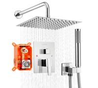 VEVOR Kit de Douche avec Douchette de Tête Carrée 25,4cm et à Main Argent Chromé