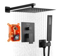 VEVOR Kit de Douche avec Douchette de Tête Carrée 30,5 cm et à Main Noir Mat