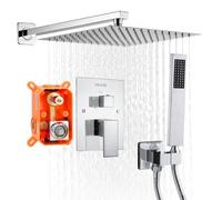 VEVOR Kit de Douche avec Douchette de Tête Carrée 30,5cm et à Main Argent Chromé