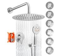 VEVOR Kit de Douche avec Douchette de Tête Ronde 25,4 cm et à Main Nickel Brossé