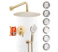 VEVOR Kit de Douche avec Douchette de Tête Ronde 25,4 cm et à Main Or Brossé