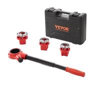 VEVOR Kit de Filetage de Tuyau à Cliquet 1/2" NPT 3/4" NPT 1" NPT Coffret Filières de Plombier Manuel Portable 3 Matrices NPT Mallette Rangement pour Plomberie Tuyaux en Aluminium Galvanisé Fer Cuivre