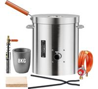 VEVOR Kit de four de fusion propane, Kit de four de fusion métal 8 kg gaz, Four de fonderie à domicile avec creuset Pince Poignée en bois Outil de fonte pour or Argent Cuivre Aluminium Recyclage de mé