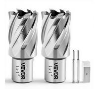 VEVOR Kit de Fraises Annulaires HSS, 4 Pièces, Fraises à Carotter pour Perceuse Magnétique, Queue Weldon, Profondeur de Coupe 25,4 mm, Diamètre 25,4 mm, 2 Goupilles Pilotes, 2 Boîtiers en Plastique