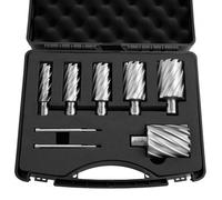 VEVOR Kit de Fraises Annulaires HSS, 8 Pièces, Fraises à Carotter pour Perceuse Magnétique, Queue Weldon, Profondeur 50,8 mm, Diamètre 22,22 à 50,8 mm, 6 Tailles et 2 Goupilles Pilotes en Coffret