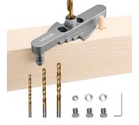 VEVOR Kit de Gabarit de Perçage de Chevilles à Centrage Automatique, Gabarit à Goujonner pour Tourillons Trous Droits, en Alliage d'Aluminium, Outils de Travail du Bois avec Jeu de Forets, Menuiserie