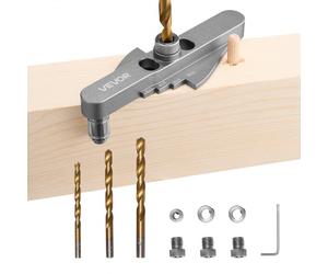 VEVOR Kit de Gabarit de Perçage de Chevilles à Centrage Automatique, Gabarit à Goujonner pour Tourillons Trous Droits, en Alliage d'Aluminium, Outils de Travail du Bois avec Jeu de Forets, Menuiserie