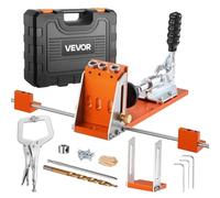 VEVOR Kit de gabarit de perçage de poche, réglable 12,7-38,1 mm, système de trou de poche avec mallette à outils, serre-joint, foret étagé, clé hexagonale, bague d'arrêt, foret carré, cadre métallique