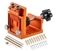 VEVOR Kit de gabarit de perçage de poche, réglable de 12 à 48 mm, système de trou de poche, avec foret étagé, clé hexagonale, bague d'arrêt, foret carré, chevilles et vis, cadre métallique renforcé