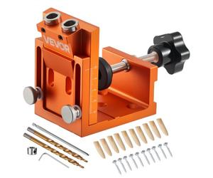 VEVOR Kit de gabarit de perçage de poche, réglable de 12 à 48 mm, système de trou de poche, avec foret étagé, clé hexagonale, bague d'arrêt, foret carré, chevilles et vis, cadre métallique renforcé