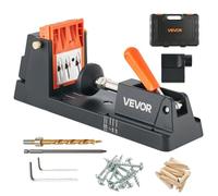 VEVOR Kit de Gabarit de Trou de Poche, Guide de Perçage Oblique, Réglable de 12,7 à 38,1 mm, pour la Menuiserie, avec Adaptateur de Collecte des Poussières, Bloc Guide Amovible, Foret, Bague de Butée