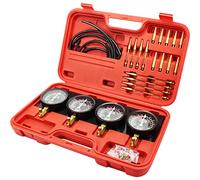 VEVOR Kit de Jauges à Vide de Synchronisation de Carburateur 4 Pièces, Dépressiomètre Carburateur avec Adaptateurs Courts et Longs, Synchronisateur de Carburateur, Carburateur à Vide Moto Voiture