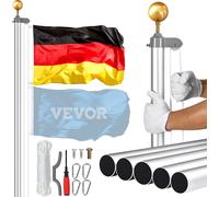 VEVOR Kit de mât de drapeau allemand détachable 6090 mm aluminium robuste argent
