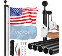 VEVOR Kit de mât de drapeaux détachable 6090 mm mât en aluminium robuste noir