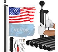 VEVOR Kit de mât de Drapeau détachable 9140 mm, mât de Drapeaux en Alliage d'aluminium Robuste dans Le Sol pour extérieur, mât de Drapeau à 3 Modes d'affichage avec Accessoires Professionnels, Noir