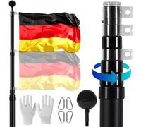 VEVOR Kit de mât de drapeaux allemand télescopique 7300 mm en aluminium noir