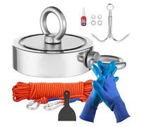 VEVOR Kit de pêche avec aimant de 771 kg, aimant fort sur les deux côtés, en néodyme N35, comprend grappin, corde résistante, gants et golfeur