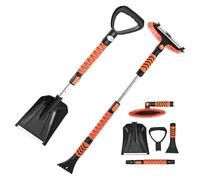 VEVOR Kit de pelle à neige et balai à neige extensible de 107 cm, tête de brosse pivotante à 180°, kit d'outils de déneigement 4 en 1, poignée antidérapante, portable et réglable, pour voiture, camion