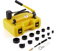 VEVOR Kit de Perforation Hydraulique 10 T avec 6 Poinçons 22-60 mm Poinçonneuse Hydraulique Manuelle avec Mallette Portable Positionnement Précis Outil de Poinçonnage pour Métal Inox Alu Plastique