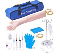 VEVOR Kit de phlébotomie, bras d'entraînement IV Kits d'exercices, kit pratique pour bras de phlébotomie 560 x 130 x 70 mm, bras d'entraînement pour injection intraveineuse Incl. support IV, tube de p