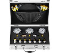 VEVOR Kit de Test de Pression Hydraulique, 250/400/600 bars, 3 Manomètres, 9 Raccords, 3 Tuyaux de Test, Jauge de Test Hydraulique pour Excavatrice avec Étui de Transport pour Machines de Construction